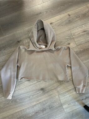 TNA Cropped Hoodie in Taupe Gray